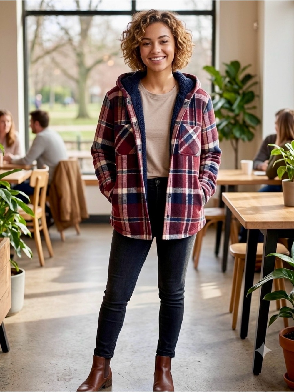 RealTree Women's Burgundy
Plaid Fleece Jacket